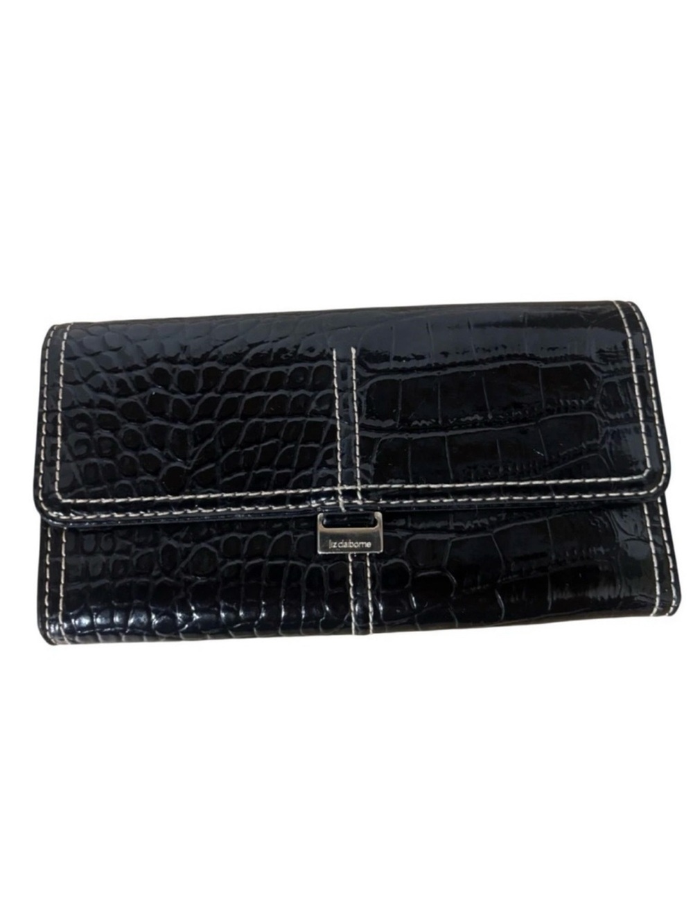 Liz Claiborne Black Faux Snakeskin Leather Wallet